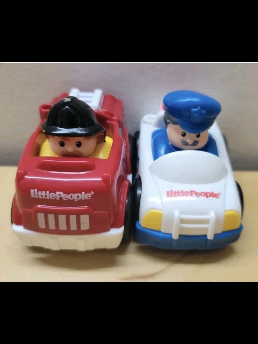 Fisher-Price Little People Red Fire Truck & White Police Car Set